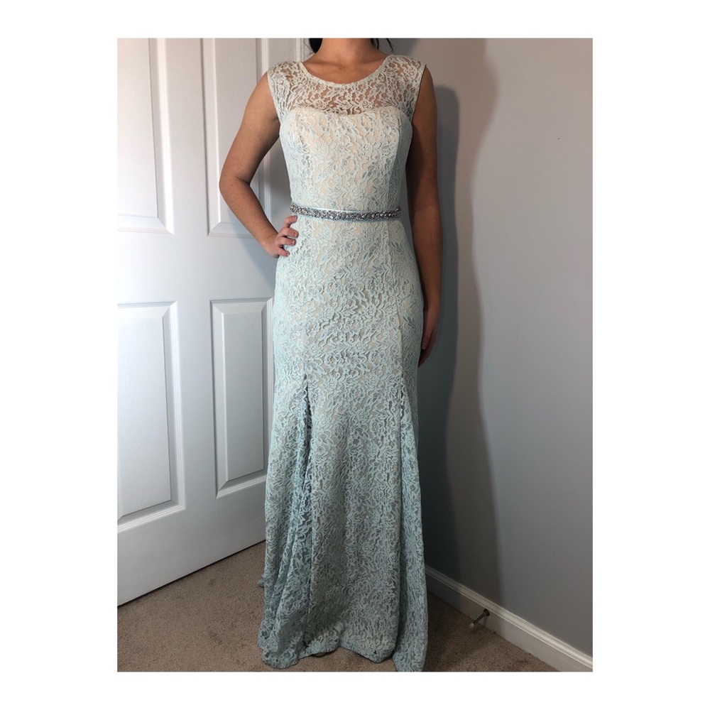Sequin Hearts light blue formal event dress